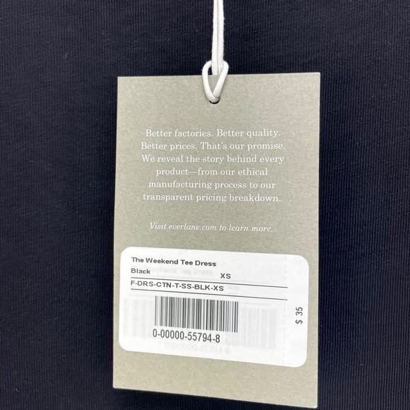 Everlane The Weekend Tee Dress XS Black Short Sleeve Cotton NWT - Picture 8 of 8